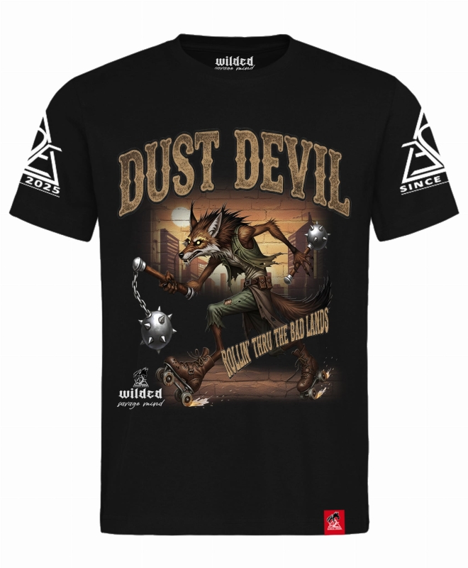 koszulka fitted czarna kojot dust devil przód.jpg